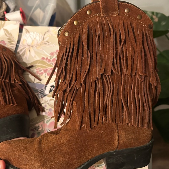“Shyanne” Brown western cowboy boots with Fringe - Picture 4 of 8